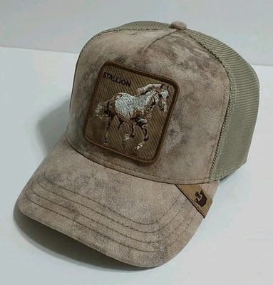 The Farm  Animal Trucker Hat Storm Stallion Horse Brown Faux Leather Snapback - Image 1 of 4