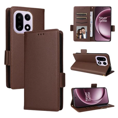 For OnePlus 15 5G, Luxury Wallet Flip Leather Stand Card Slots Soft Case Cover - Image 1 of 4