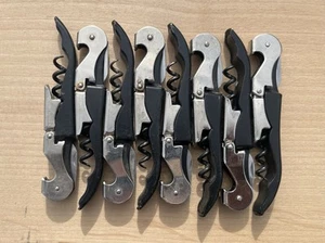 8 Pcs Pulltap's Double Hinges Corkscrew Wine Bottle Opener, Foil Cutter BLACK - Picture 1 of 7