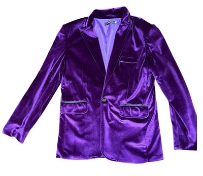 ZHE LIN Traje Chaqueta Para Hombre Púrpura Con Borde Negro Formal XXL Hombros Acolchados Foto 1 de 4