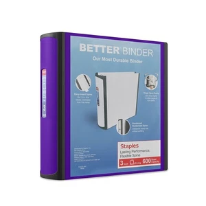 Staples 3" 3-Ring Better Binder Purple 2/Pack ST55896-CCVS - Picture 1 of 8