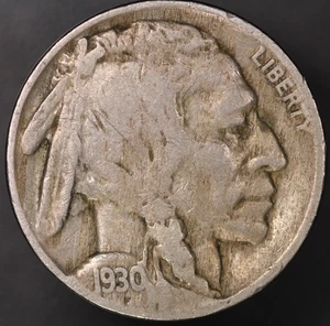 1930 BUFFALO NICKEL- FRESH FROM ORIGINAL COLLECTION-LOT 9454 - Picture 1 of 2