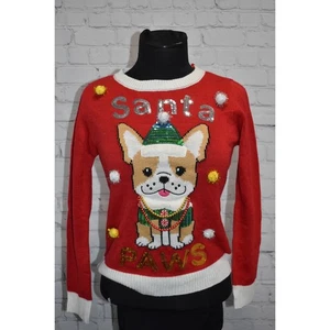 Joyland Ugly Christmas Sweater Santa Paws Dog Red Size Small NEW TAGS - Picture 1 of 9