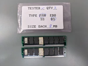 (2) PNY 8MB FPM SIMMs, 72-pin RAM Memory Sticks (16MB Total) 32200070-16T - Picture 1 of 3