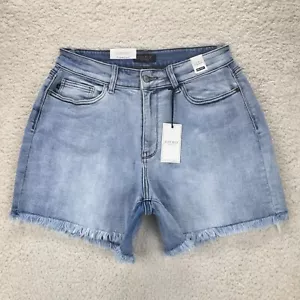 Judy Blue Denim Shorts High Waist Fray Hem Women 1XL Stretch Summer Travel Boho - Picture 1 of 14