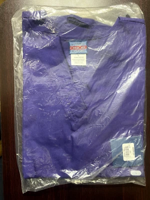 Cherokee Workwear Originals Women's Large V-Neck Scrub Top | 4700 Purple & Blue - Image 1 of 4