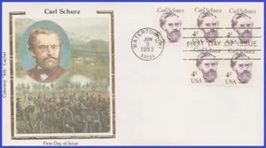 USA5 #1847 U/A COLORANO SILK FDC BL4 Carl Schurz - Bild 1 von 1