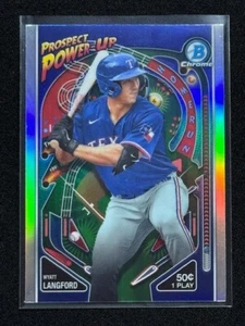 2024 Bowman Chrome - Prospect Power-Up Wyatt Langford #PP-3 (RC) RANGERS - Picture 1 of 4