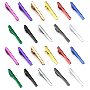 Men Candy Color Stainless Steel Necktie Clasp Gentleman Wedding Party Tie Clip - Picture 1 of 19