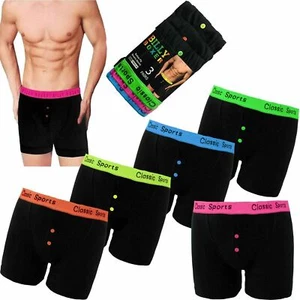 Nuevo HOMBRE ROPA INTERIOR NEÓN BOTÓN FLY CLÁSICOS BOXER DEPORTES PANTALONES CORTOS ALGODÓN SUAVE - Imagen 1 de 4