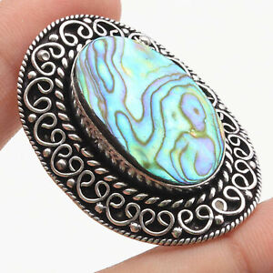 Abalone Shell Silver Plated Antique Style Ring US 6 Gemstone Jewelry W5129