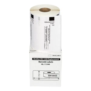 Non-OEM Fits BROTHER DK-1240 Labels (4" x 2") - (2) Rolls of 600 - Picture 1 of 7