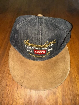Gorra de mezclilla negra Levi Strauss American Legend con correa de cuero para billetes trasera Foto 1 de 4