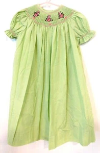 Wish Upon a Star Girls Size 4 Green Gingham Ballet Pig Smocked Bishop Dress - Picture 1 of 6