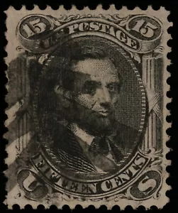 1867 US Scott# 98 - 15 Cent Black - Used - VF - Fancy Cancel - Picture 1 of 2