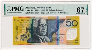 AUSTRALIA banknote 50 Dollars 2009 PMG MS 67 EPQ Superb Gem Uncirculated - Picture 1 of 7