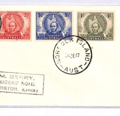 AUSTRALIA Used NORFOLK ISLAND Cover *Thomas Mitchell* Set 1947 Air Mail YM263 — 第 1/4 张图片