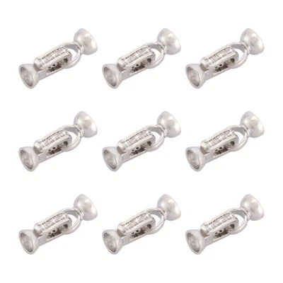 10sets Brass Fold Over Clasps Platinum Rhinestone Extension Clasp 23x8mm - Image 1 of 4