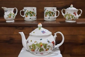 5 Piece Spring Time Ardalt Teapot Cream & Sugar Set 2 Mugs W/ Coasters EUC! - Picture 1 of 24
