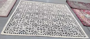 NAVY BLUE / IVORY 8' X 8' SQ Back Stain Rug Reduced Price 1172750166 CAM123G-8SQ - Picture 1 of 4