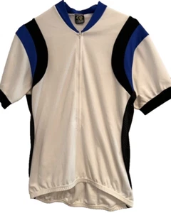 Canari Short-Sleeve Half-Zip White, Black, and Blue Cycling Jersey Mens L - Picture 1 of 11