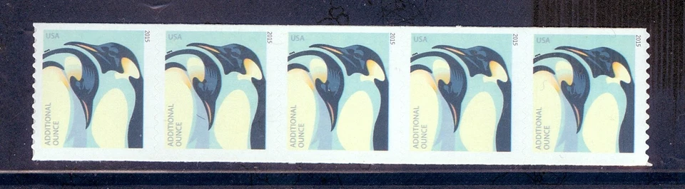 US 4990 Penguins, Additional ounce, Coil Strip/5, Mint Never Hinged - Image 1 of 1