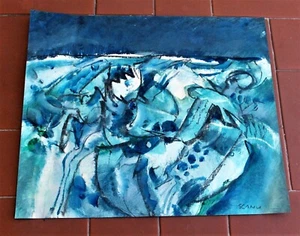 Quadro SERGIO SCANU Brughiera notturna 2002 Tecnica mista - 30x25 cm FIRMATO - Imagen 1 de 3