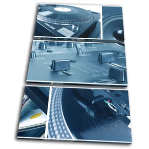 music Collage Blue DJ Club TREBLE CANVAS WALL ART Picture Print - Picture 1 of 1