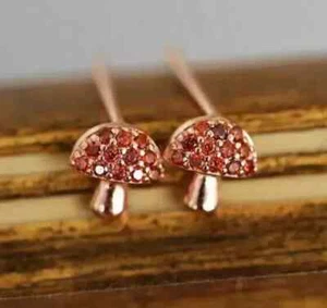 1Ct Round Cut Lab-Created Red Garnet Women's Stud Earring 14K Rose Gold Plated - Picture 1 of 3