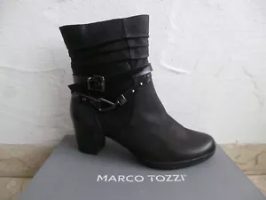 Marco Tozzi Boots Ankle Boots Shoes Black Leather 25421 - Picture 1 of 8