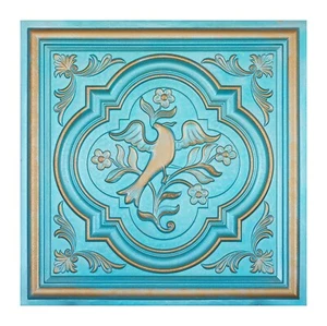 Embellished tin tiles, Antique ceiling panels, for Saloon PL39 Cyan gold 10pcs - Picture 1 of 20