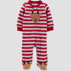 3M Carter's Just One You®️ Baby Boys' Reindeer Striped Fleece Footed Pajama