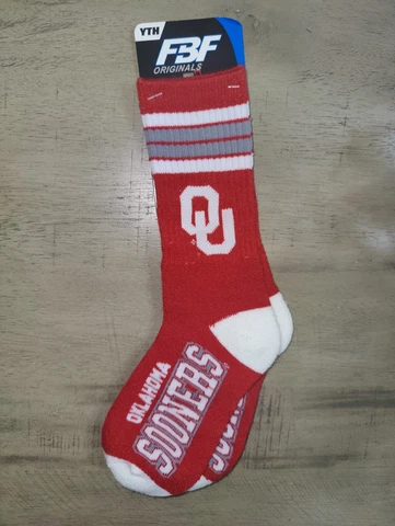 Oklahoma Sooners Deuce Crew Length NCAA Team Socks Youth Kids Cover