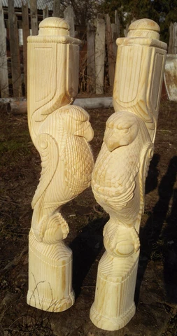 Wooden stairs Baluster, unique carved eagle statue, decorative element Cover