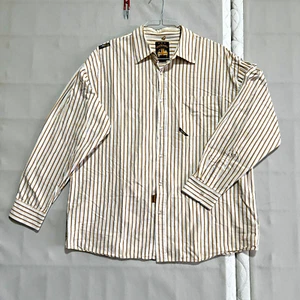 Akademiks Dress Shirt Men's XL Long Sleeve Orange White Striped 100% Cotton - Picture 1 of 17