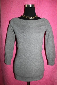 CLUB MONACO Gray 100% Cashmere Tunic Sweater Size S Boat Neck 3/4 Sleeve NWOT - Picture 1 of 4
