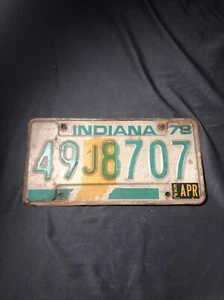 Vintage 1978 Indiana License Plate #49J8707 - Picture 1 of 2