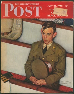 Saturday Evening Post July 25 1942 Willie Gillis In Church Norman Rockwell Cover - Picture 1 of 4