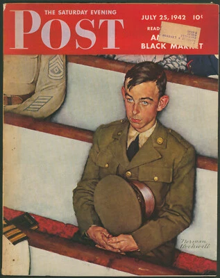 Saturday Evening Post July 25 1942 Willie Gillis In Church Norman Rockwell Cover Foto 1 de 4