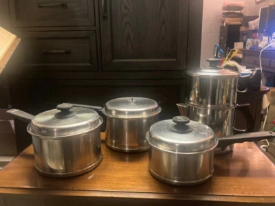 9 Pc Vintage West Bend Lifetime Waterless Cookware Stainless USA Percolator Pots - Image 1 of 4