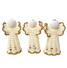 3 Crocheted Angel Ornaments Starched Off White Christmas Tree 4-1/2 Inches