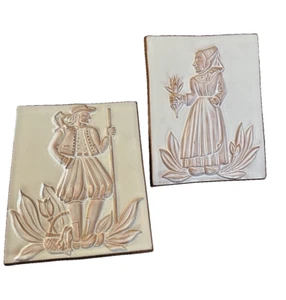 2 French Henriot Faince Tiles Quimper Pottery Commemorative Tiles 300 Years 6.5" - Picture 1 of 11