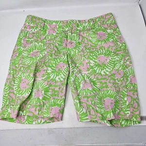 Lilly Pulitzer The Chipper Short Green Pink Multi Bermuda Shorts Women Size 6 - Picture 1 of 7