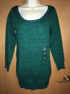 BRAND NEW Metaphor Womens Medium Green Metallic Tunic Pullover Sweater Top - Bild 1 von 6