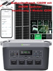 1260W Solaranlage Komplettpaket inkl. 2000W Speicher Garten Pool WIFI - Bild 1 von 7