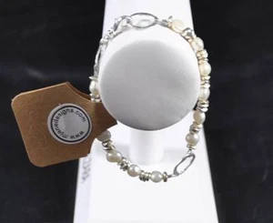 Pulsera de perlas artesanal de plata esterlina 925 y plata fina 999 - Imagen 1 de 1