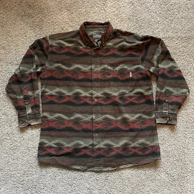 Woolrich Shirt Men Sz L Olive Blanket Southwest Aztec Button Up Chamois Flannel - Image 1 of 4