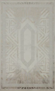 Elegant Geometric Patterned Rug 5x8 in Neutral Tones Contemporary Turkish Carpet - Picture 1 of 14
