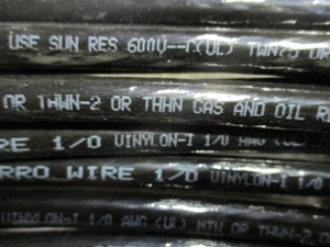 USA 50 ft 1/0 AWG Cerro THHN THWN-2 Stranded Copper Building Wire 600V Black - Picture 1 of 4