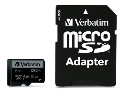 Verbatim Pro 128 GB MicroSDXC Classe 10 UHS-I 90 MB/s 45 MB/s U3 128GB 47044 - Immagine 1 di 2